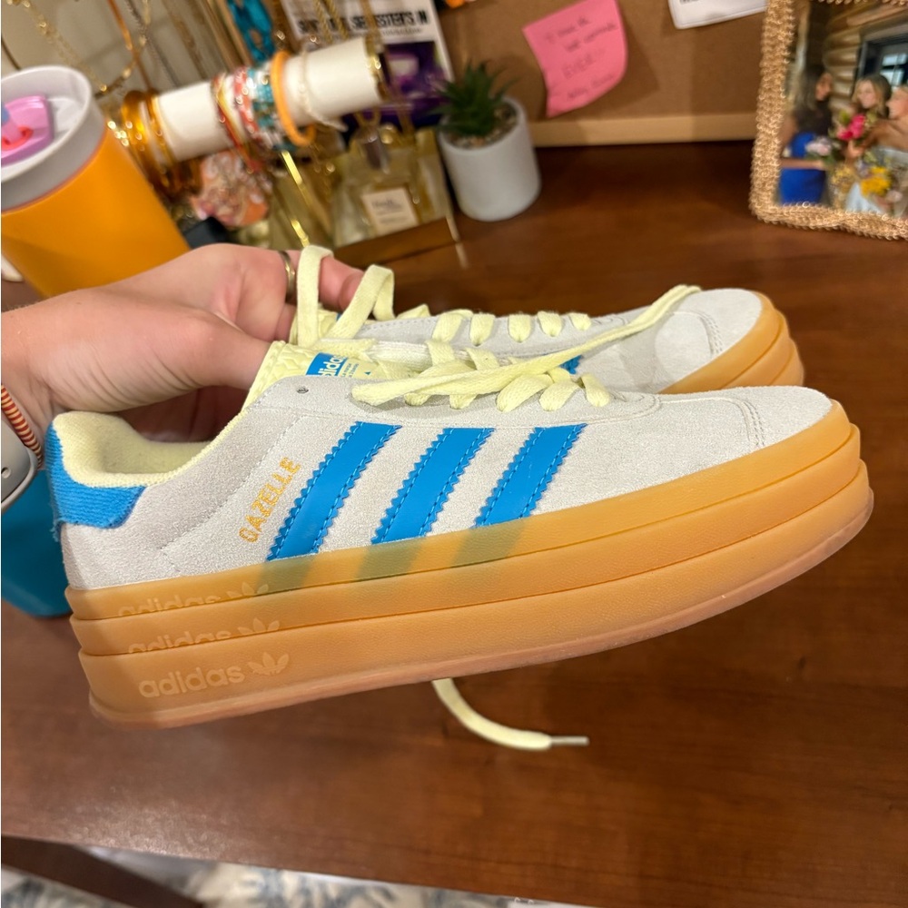 Adidas Gazelle Bold Sneakers - Light Blue and Yellow